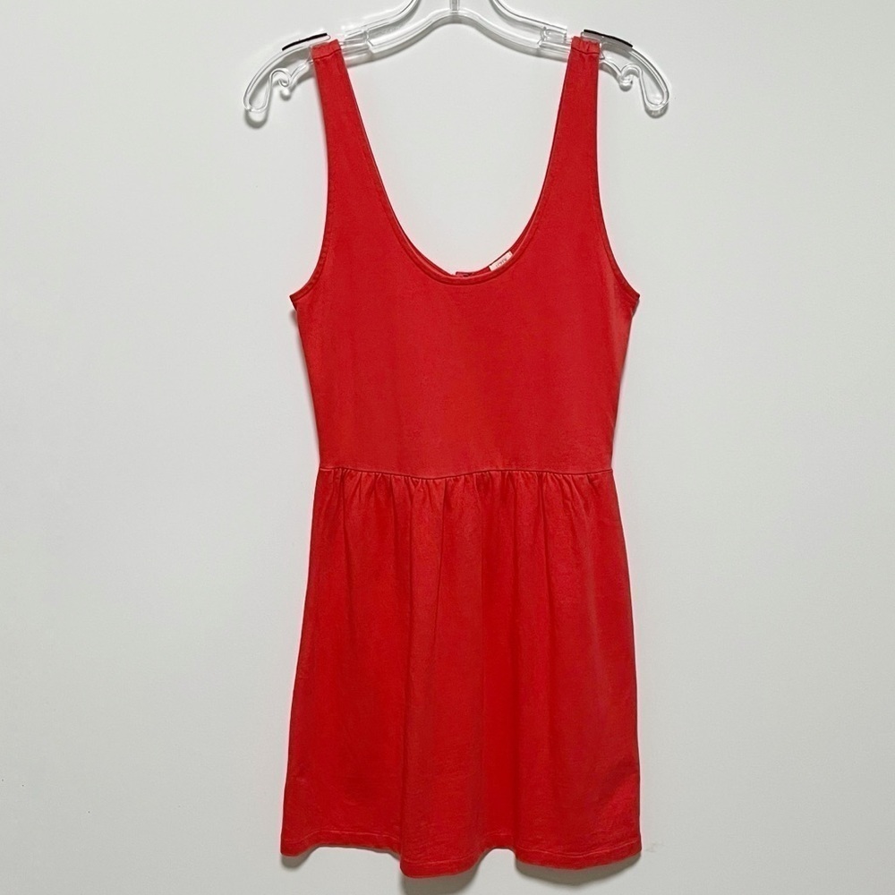 J Crew Factory Versatile Poppy Red Button-Back sleeveless cotton Skater Dress